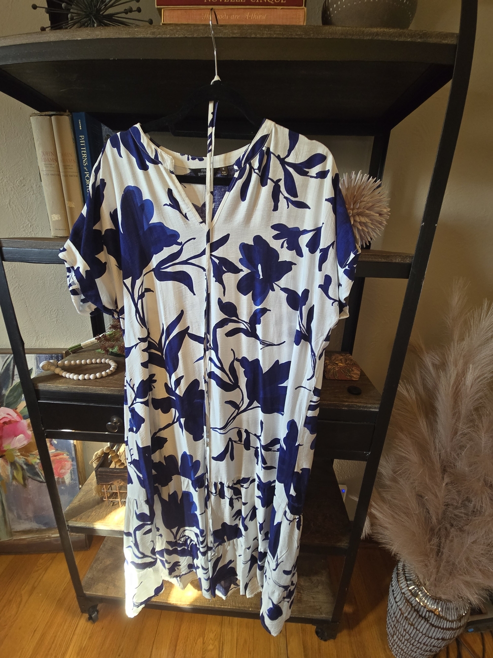 Navy and White Floral Maxi Dress